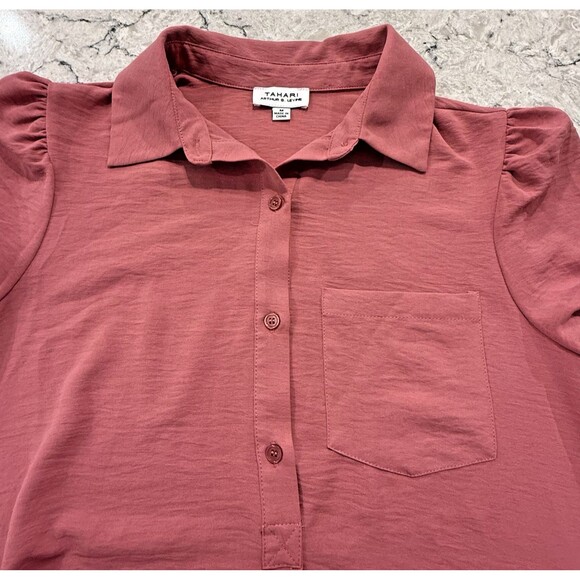 NWT Tahari Shirt Dress Women M Rose Pink Collared Long Sleeve Button Casual - Picture 3 of 12